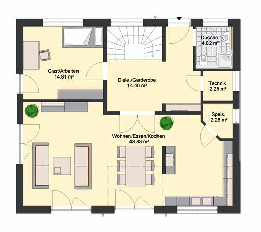 Massivhaus Klassik 110 von invivo haus Schlüsselfertig ab 425000€, Satteldach-Klassiker Grundriss 1