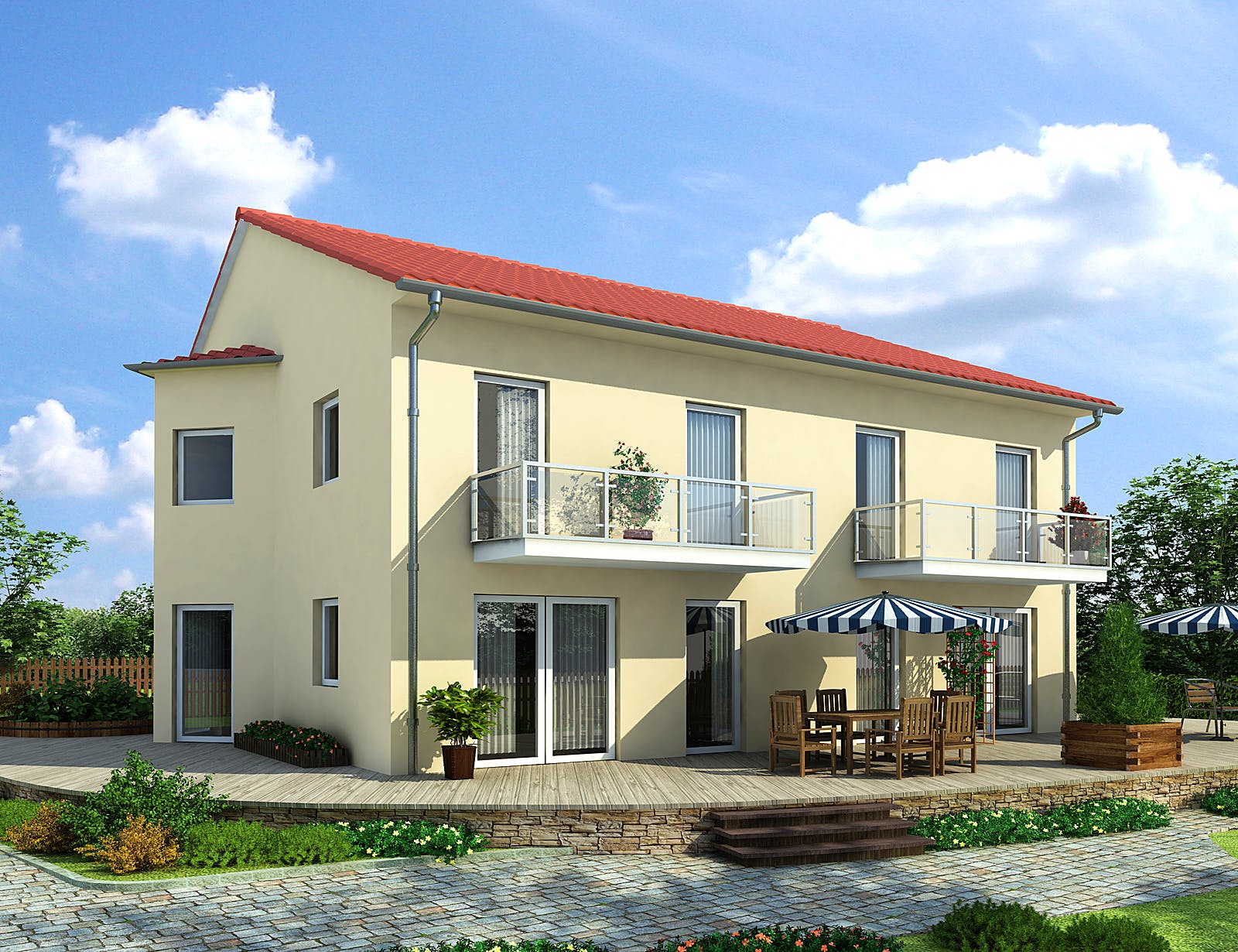 Massivhaus Klassik 72 von invivo haus Schlüsselfertig ab 344000€, Satteldach-Klassiker Außenansicht 1