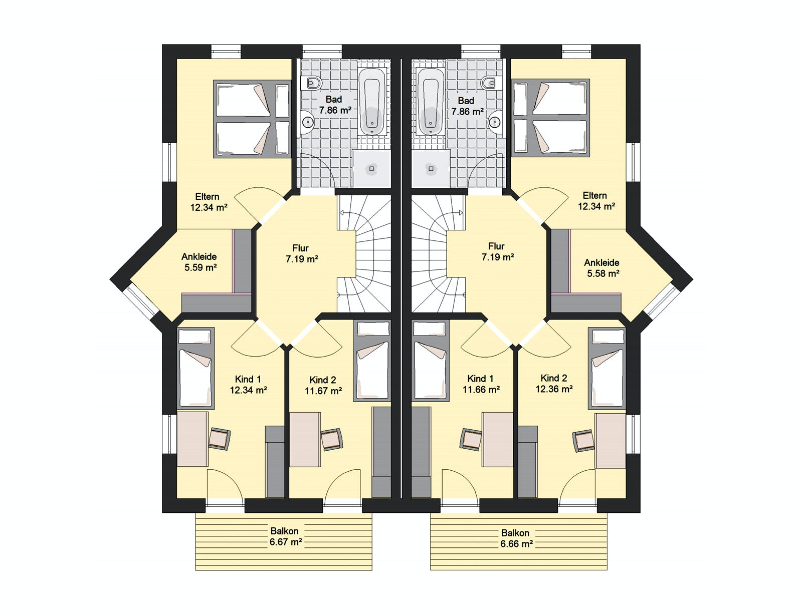 Massivhaus Klassik 72 von invivo haus Schlüsselfertig ab 344000€, Satteldach-Klassiker Grundriss 2