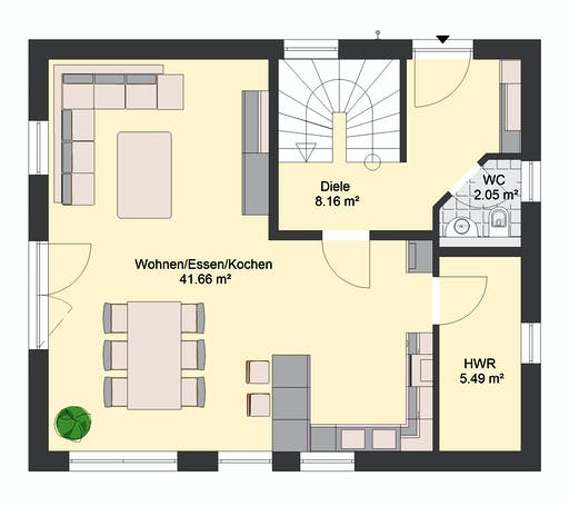 Massivhaus Villa 76 von invivo haus Schlüsselfertig ab 374000€, Stadtvilla Grundriss 1