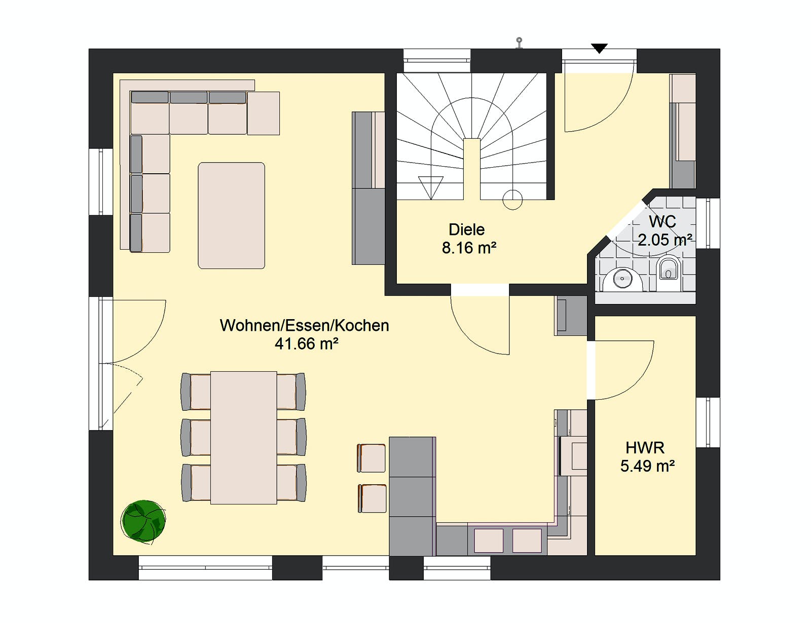 Massivhaus Villa 76 von invivo haus Schlüsselfertig ab 441200€, Stadtvilla Grundriss 1
