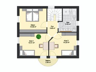 Massivhaus Villa 76 von invivo haus Schlüsselfertig ab 382820€, Stadtvilla Grundriss 2