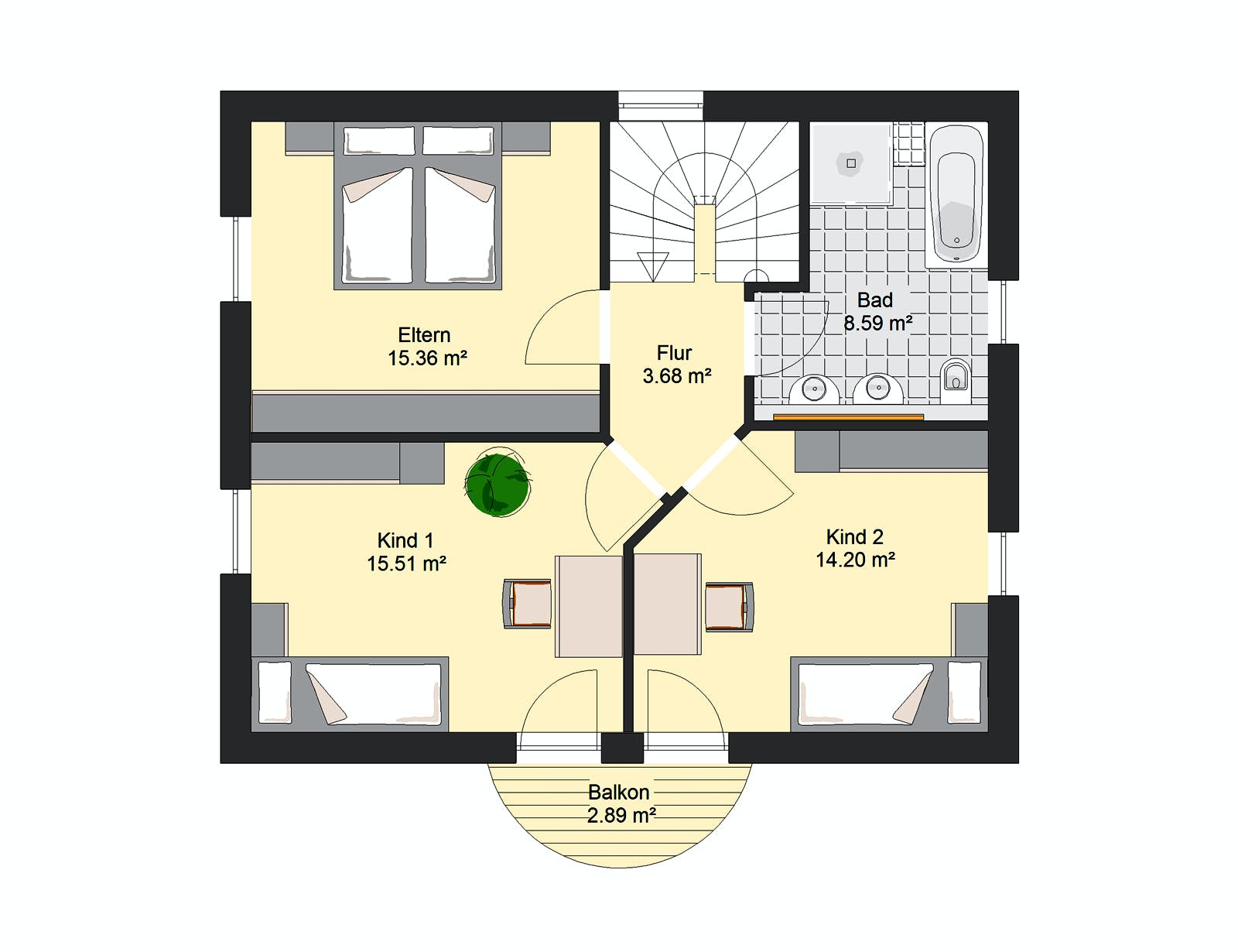 Massivhaus Villa 76 von invivo haus Schlüsselfertig ab 441200€, Stadtvilla Grundriss 2