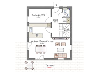 Massivhaus Aktionshaus Villa 76 von invivo haus Schlüsselfertig ab 319900€, Stadtvilla Grundriss 1