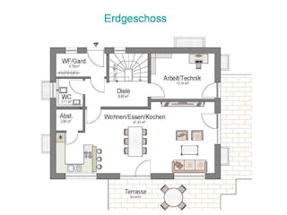 Massivhaus EFH Klassik 93 von invivo haus Schlüsselfertig ab 426955€, Satteldach-Klassiker Grundriss 1