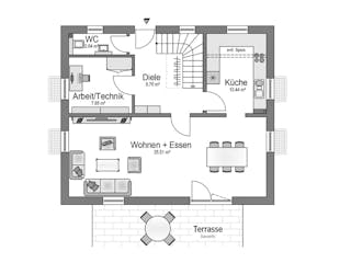 Massivhaus Klassik 115 von invivo haus Schlüsselfertig ab 379845€, Satteldach-Klassiker Grundriss 1