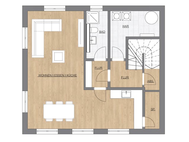Massivhaus Einfamilienhaus 2 von ISAR-Haus, Satteldach-Klassiker Grundriss 1