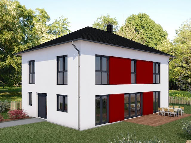 Massivhaus Haus Fuchs von ISAR-Haus Schlüsselfertig ab 289000€, Stadtvilla Außenansicht 1