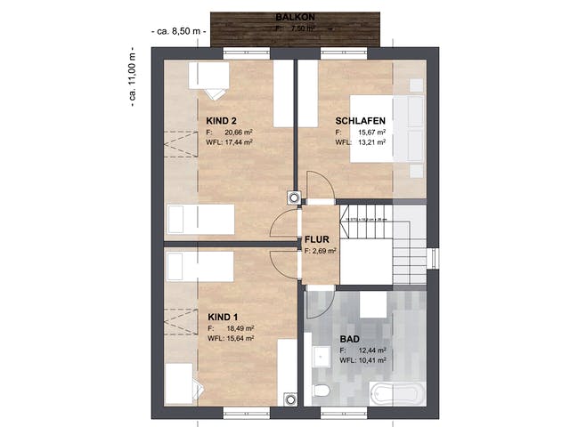 Massivhaus Haus Joensen von ISAR-Haus Schlüsselfertig ab 334000€, Satteldach-Klassiker Grundriss 3