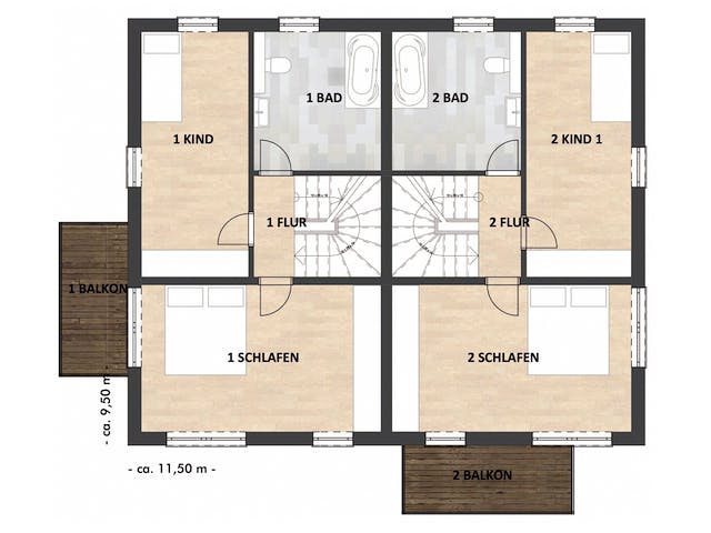 Massivhaus Haus Richter & Schwarz von ISAR-Haus Schlüsselfertig ab 294000€, Stadtvilla Grundriss 2