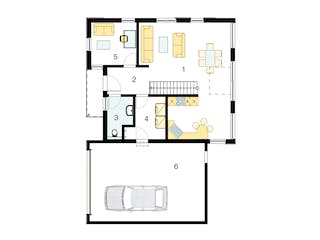 Fertighaus Modernes Einfamilienhaus von ISOWOODHAUS, Satteldach-Klassiker Grundriss 1