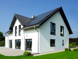 Fertighaus Modernes Landhaus mit Erker von ISOWOODHAUS, Satteldach-Klassiker Außenansicht 4