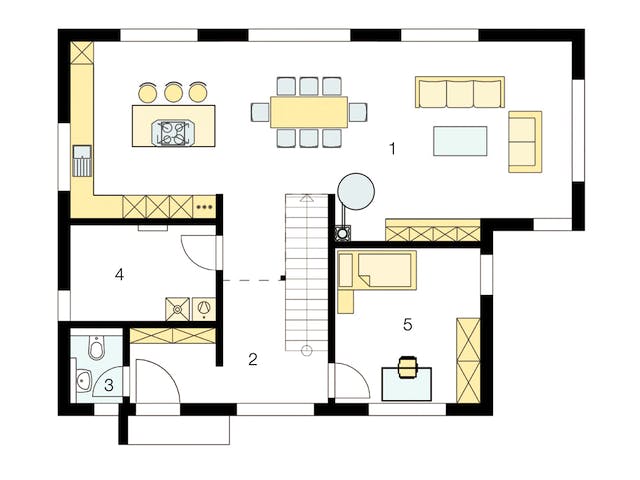 Fertighaus Modernes Landhaus mit Erker von ISOWOODHAUS, Satteldach-Klassiker Grundriss 1