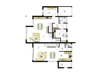 Fertighaus Zweifamilienhaus in Köln von ISOWOODHAUS, Cubushaus Grundriss 1