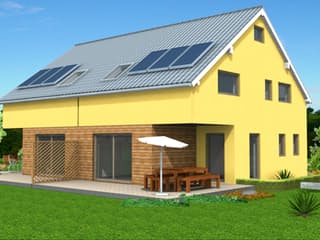 Fertighaus Jana-Lina 145 von Klaus Kowalski Immobilien Schlüsselfertig ab 162112€, Satteldach-Klassiker Außenansicht 1