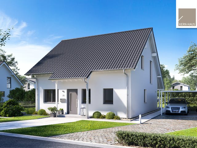 Massivhaus Familienhaus Jano von Kern-Haus Schlüsselfertig ab 379900€, Satteldach-Klassiker Außenansicht 1