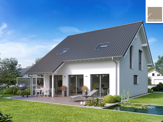 Massivhaus Familienhaus Jano von Kern-Haus Schlüsselfertig ab 379900€, Satteldach-Klassiker Außenansicht 2