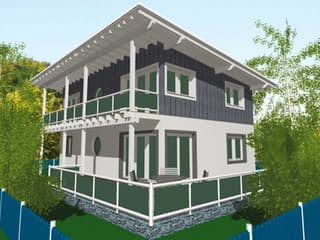 Fertighaus Jasper von BayernBlock Schlüsselfertig ab 205800€, Pultdachhaus Außenansicht 1