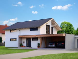 Fertighaus Jazz Sonderplanung von SCHWABENHAUS, Satteldach-Klassiker Außenansicht 1