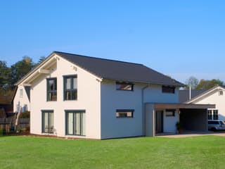 Fertighaus Jazz Sonderplanung von SCHWABENHAUS, Satteldach-Klassiker Außenansicht 2