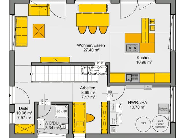 Fertighaus Jedermann Akzent von Büdenbender Hausbau, Satteldach-Klassiker Grundriss 1 Fertighaus Jedermann Akzent von Büdenbender Hausbau, Satteldach-Klassiker Grundriss 1