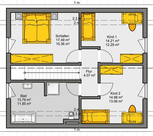 Fertighaus Jedermann Akzent von Büdenbender Schlüsselfertig ab 319200€, Satteldach-Klassiker Grundriss 2