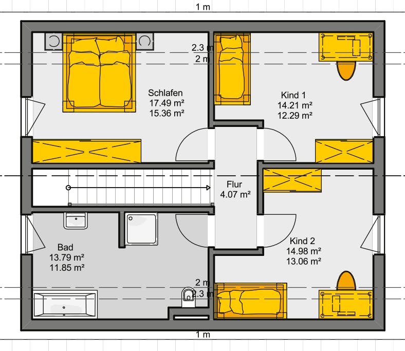 Fertighaus Jedermann Akzent von Büdenbender Hausbau Schlüsselfertig ab 319200€, Satteldach-Klassiker Grundriss 2