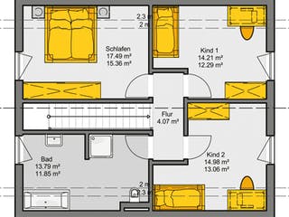 Fertighaus Jedermann Design von Büdenbender Hausbau, Satteldach-Klassiker Grundriss 2