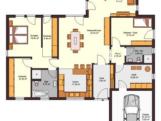 Fertighaus Bungalow 147 von Zimmermann Haus Schlüsselfertig ab 304610€, Bungalow Grundriss 1