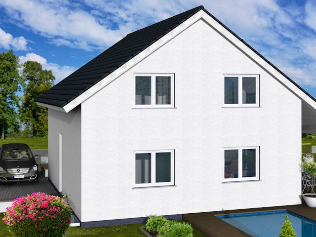 Fertighaus Jubiläumshaus von HEFA Holz- & Massivhaus Schlüsselfertig ab 249500€, Satteldach-Klassiker Außenansicht 3