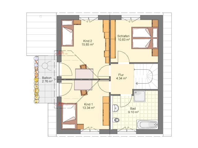 Fertighaus Jubiläumshaus von HEFA Holz- & Massivhaus Schlüsselfertig ab 249500€, Satteldach-Klassiker Grundriss 2