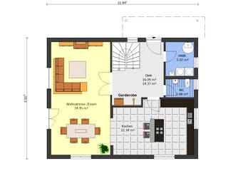 Fertighaus Junge Familie 156 von Suckfüll Energiesparhaus Schlüsselfertig ab 183800€, Satteldach-Klassiker Grundriss 2
