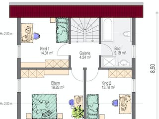 Fertighaus Junge Familie von Iller-Haus Schlüsselfertig ab 188000€, Satteldach-Klassiker Grundriss 1