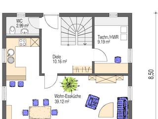 Fertighaus Junge Familie von Iller-Haus Schlüsselfertig ab 188000€, Satteldach-Klassiker Grundriss 2