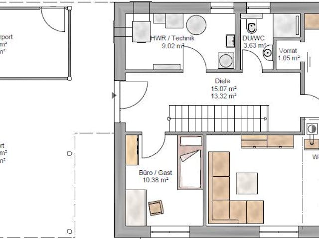 Fertighaus Junge Familie 153 von Suckfüll Energiesparhaus Schlüsselfertig ab 402131€, Satteldach-Klassiker Grundriss 1