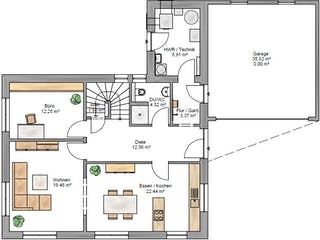 Fertighaus Junge Familie 160 von Suckfüll Energiesparhaus Schlüsselfertig ab 472613€, Satteldach-Klassiker Grundriss 1