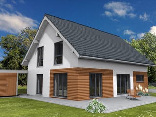Fertighaus Junge Familie 174 von Suckfüll Energiesparhaus Schlüsselfertig ab 446344€, Satteldach-Klassiker Außenansicht 1