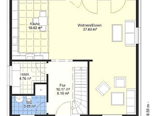 Massivhaus Junges Wohnen 131 von SYSTEMHAUS HAUSVERTRIEB Schlüsselfertig ab 209750€, Satteldach-Klassiker Grundriss 1
