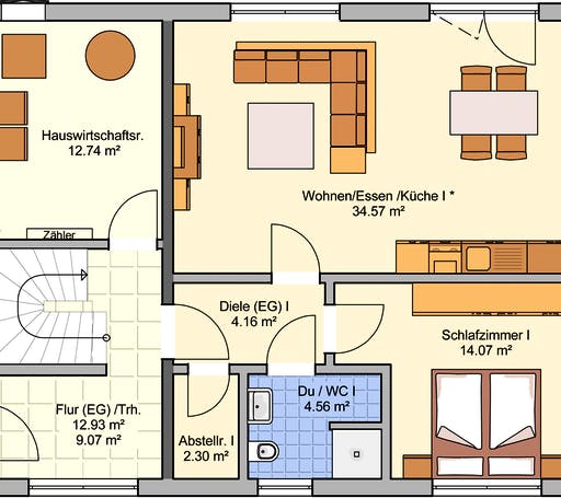 Fertighaus Junto 167 von Fingerhut Haus Schlüsselfertig ab 464582€, Satteldach-Klassiker Grundriss 1