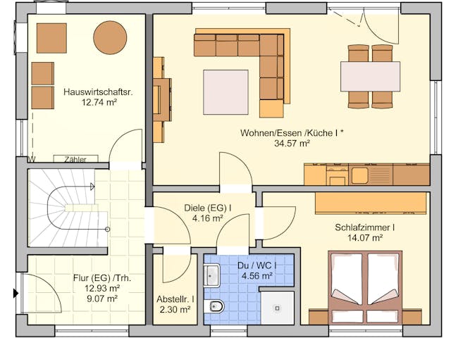 Fertighaus Junto 167 von Fingerhut Haus Schlüsselfertig ab 523164€, Satteldach-Klassiker Grundriss 1