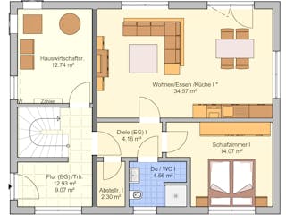 Fertighaus Junto 167 von Fingerhut Haus Schlüsselfertig ab 523164€, Satteldach-Klassiker Grundriss 1