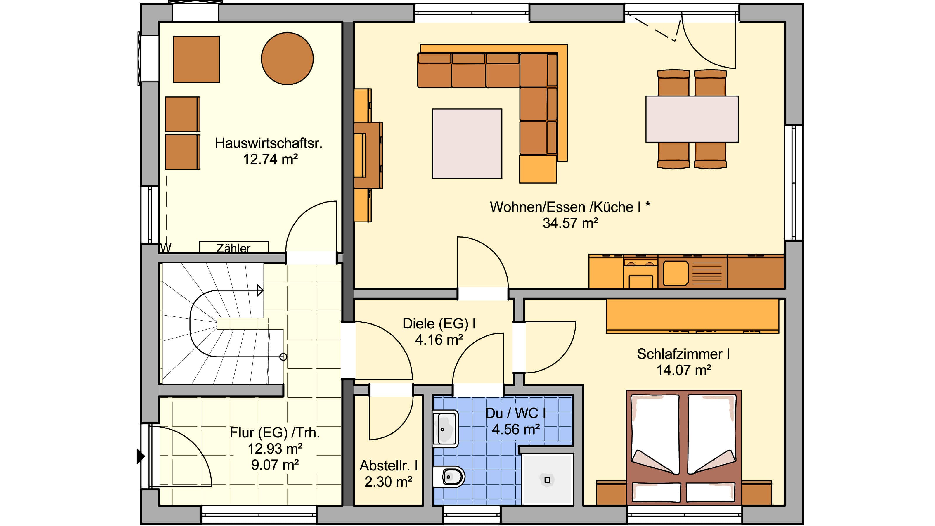 Fertighaus Junto 167 von FINGERHUT-HAUS Schlüsselfertig ab 517615€, Satteldach-Klassiker Grundriss 1