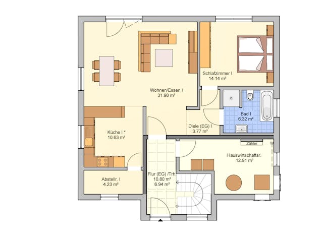 Fertighaus Junto 184 von Fingerhut Haus Schlüsselfertig ab 562403€, Satteldach-Klassiker Grundriss 1