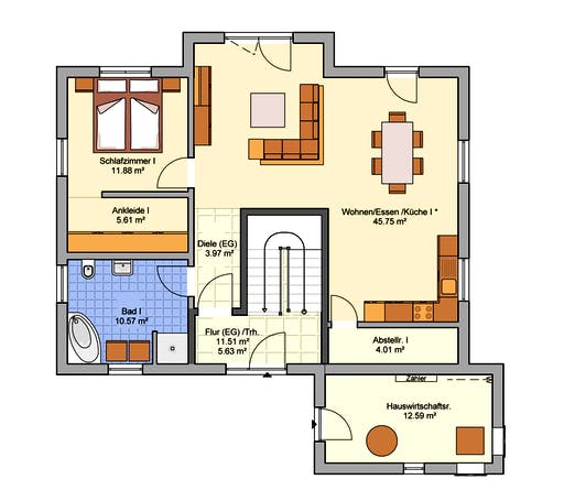 Fertighaus Junto 193 von Fingerhut Haus Schlüsselfertig ab 544042€, Satteldach-Klassiker Grundriss 1