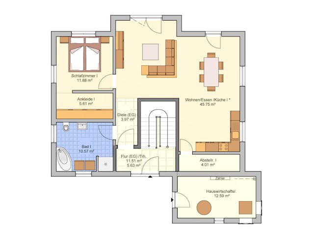 Fertighaus Junto 193 von Fingerhut Haus Schlüsselfertig ab 612957€, Satteldach-Klassiker Grundriss 1