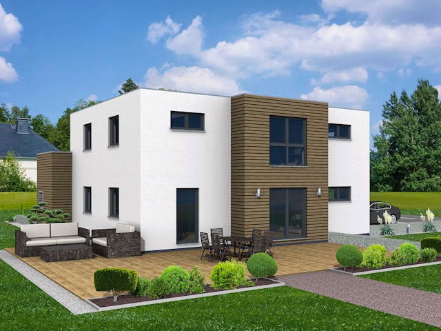 Fertighaus Junto 209 von Fingerhut Haus Schlüsselfertig ab 635142€, Cubushaus Außenansicht 1 Fertighaus Junto 209 von Fingerhut Haus Schlüsselfertig ab 635142€, Cubushaus Außenansicht 1