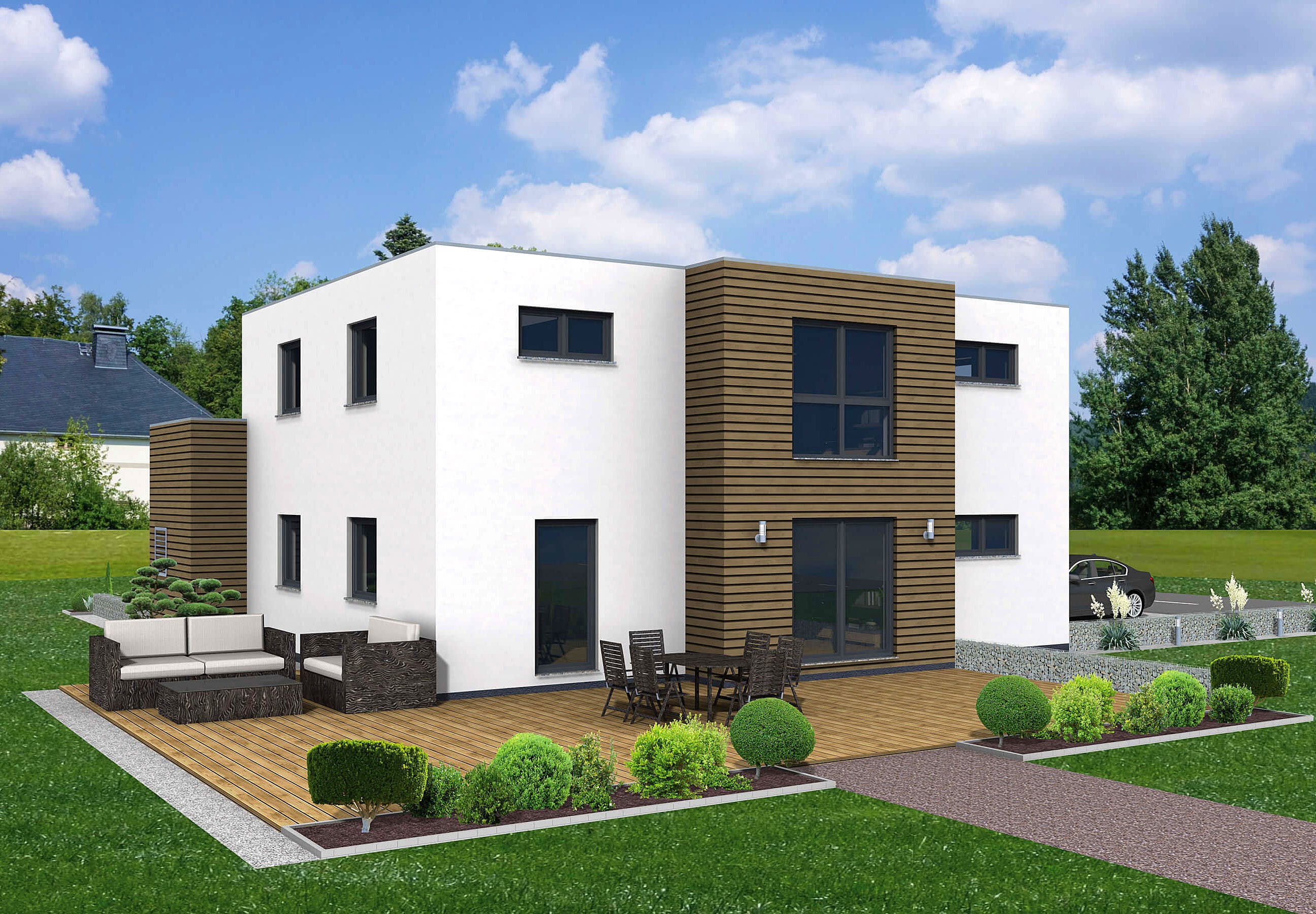 Fertighaus Junto 209 von FINGERHUT-HAUS Schlüsselfertig ab 631735€, Cubushaus Außenansicht 1