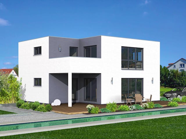 Fertighaus Junto 222 von Fingerhut Haus Schlüsselfertig ab 635208€, Cubushaus Außenansicht 2