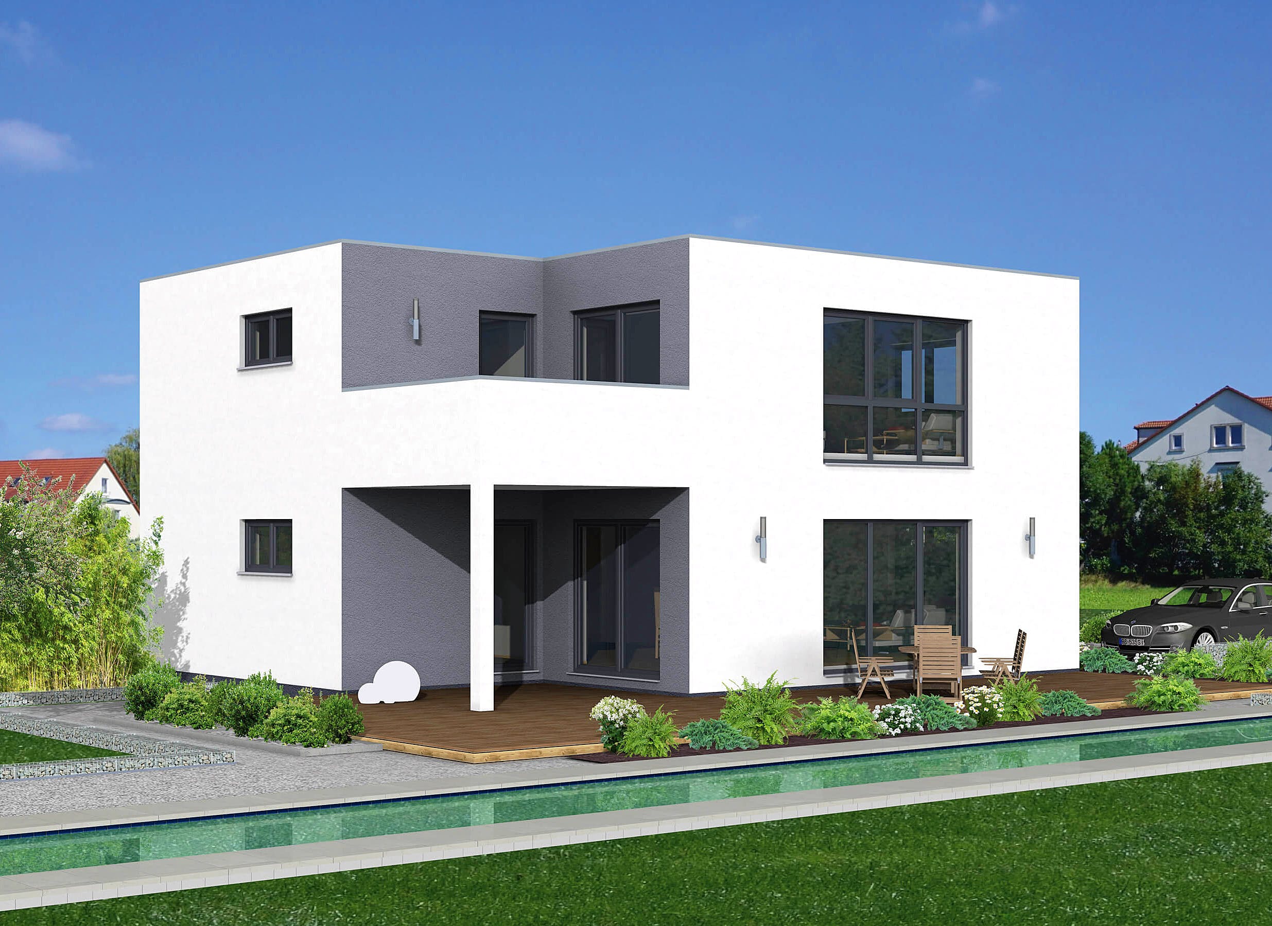Fertighaus Junto 222 von FINGERHUT-HAUS Schlüsselfertig ab 636447€, Cubushaus Außenansicht 2