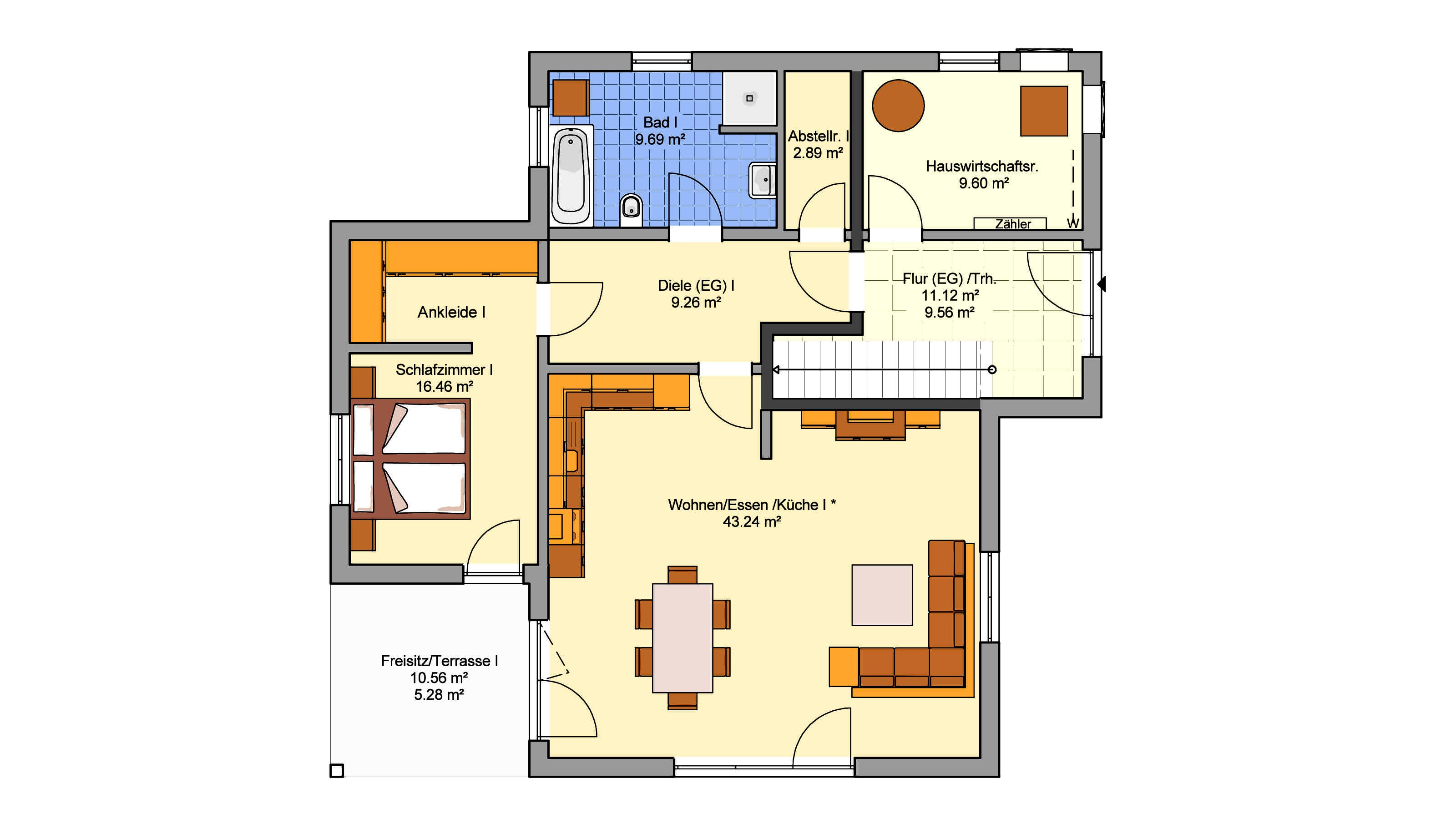 Fertighaus Junto 222 von FINGERHUT-HAUS Schlüsselfertig ab 636447€, Cubushaus Grundriss 1
